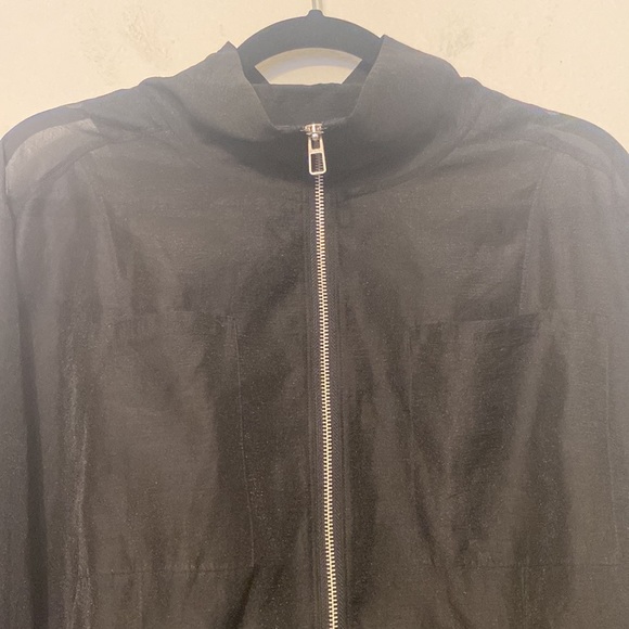 Good American Black Sheer Crop bomber jacket - Picture 7 of 10